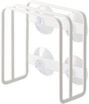 Yamazaki Plate Suction Cup Cutting Board Stand, Steel Rack for Two Boards that Fits Inside a Sink, 12 x 6 x 12 cm and 190 g, Holds 3 kg, White