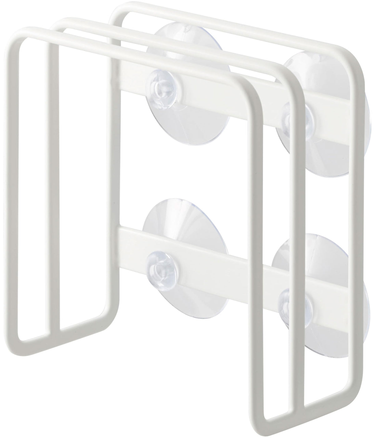 Yamazaki Plate Suction Cup Cutting Board Stand, Steel Rack for Two Boards that Fits Inside a Sink, 12 x 6 x 12 cm and 190 g, Holds 3 kg, White