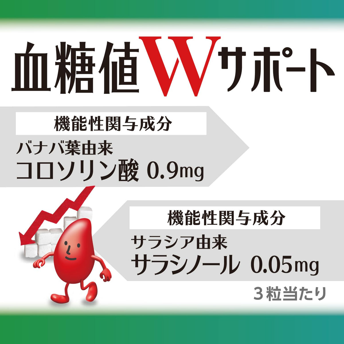 Blood Sugar Level W Support Tablets with Banaba and Salacia, Food with Function Claims, 90 Tablets for 30 Days