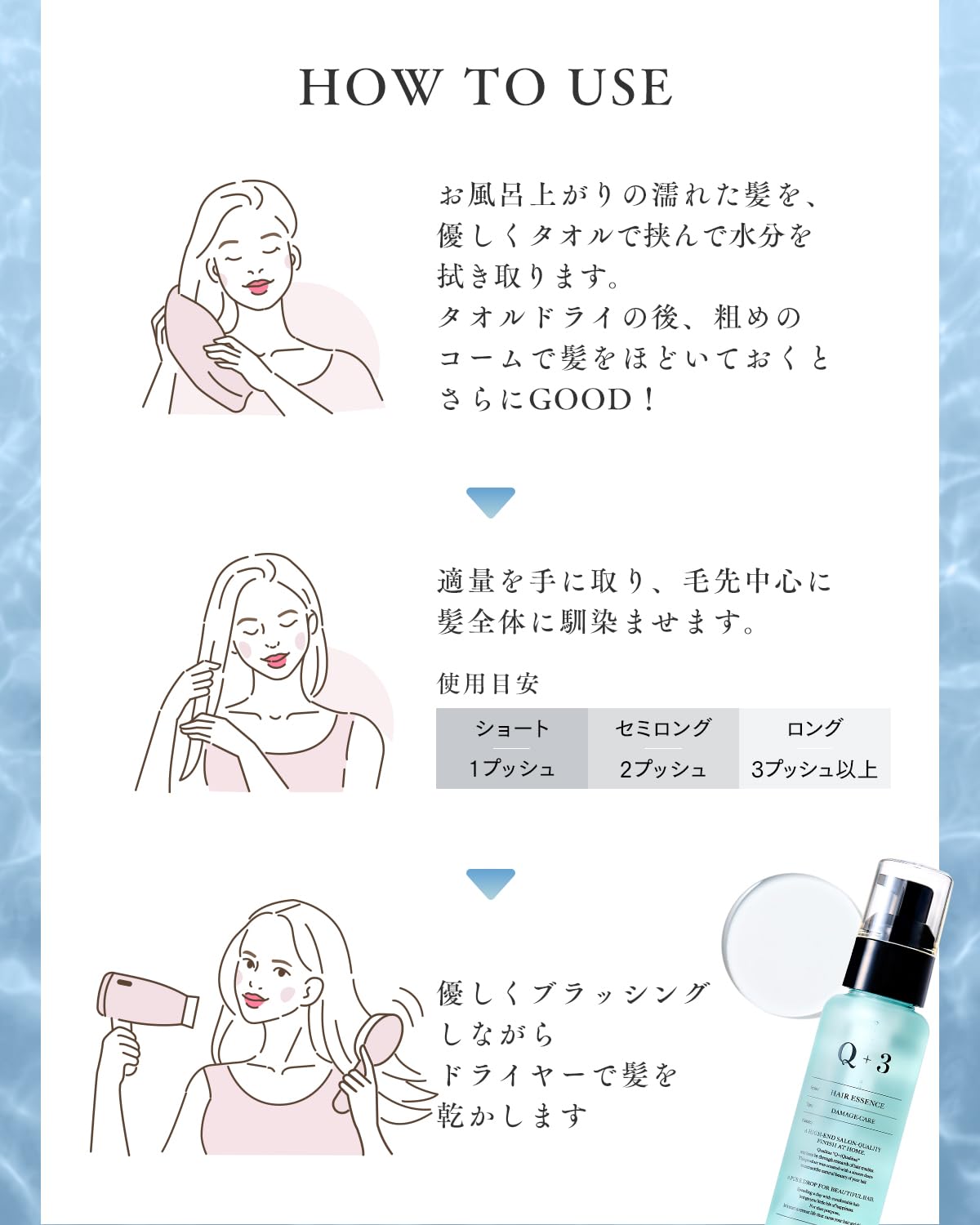 Qualita Q+ Damage Care Hair Oil 80 mL, Leave-In Hair Treatment Oil with Heat-Active Ingredient and Plant Oils, Fruity Floral Scent