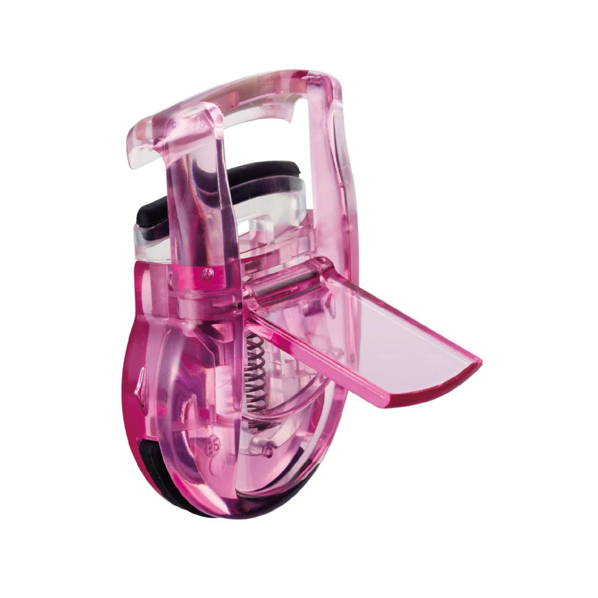 KAI Push-Up Eyelash Curler KQ0849, Compact Pink Curler with Soft Resin Pad for Hooded and Heavy Eyelids, with a Spare Rubber