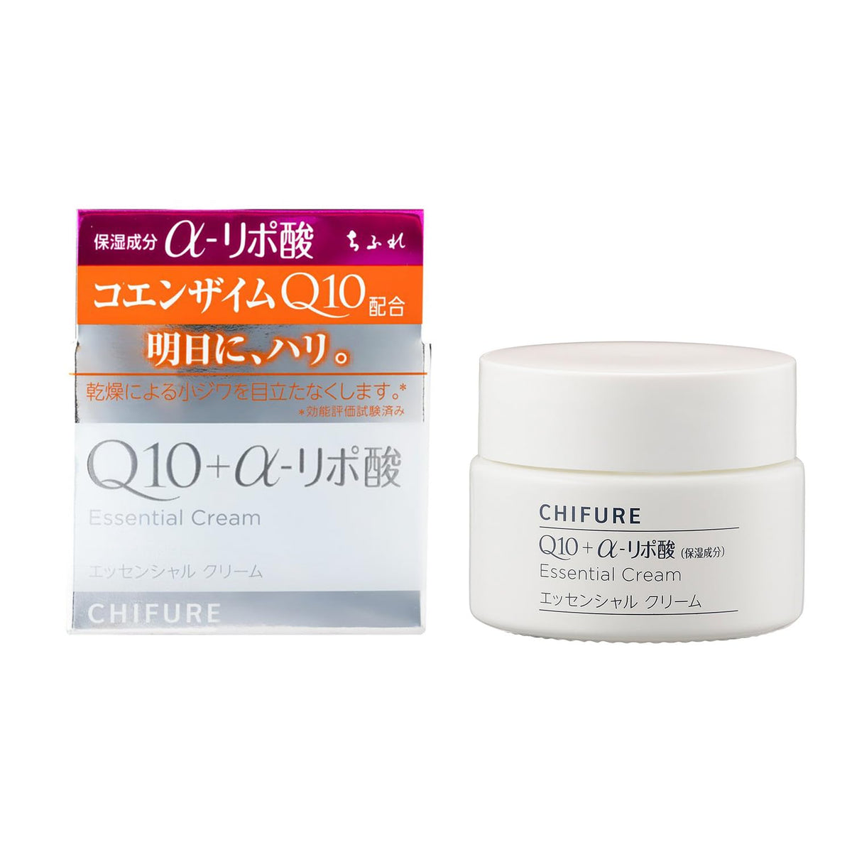 Chifure Essential Cream with Coenzyme Q10 and Alpha-Lipoic Acid, Moisturizing Face Cream for Dry Skin, Glycerin-Free, 30 g, Jar or Refill Pouch