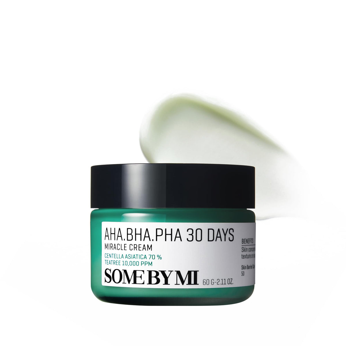 SOME BY MI AHA BHA PHA 30 Days Miracle Cream, Centella 70% and Tea Tree Daytime Soothing Gel Cream for Sensitive Skin, 60 g