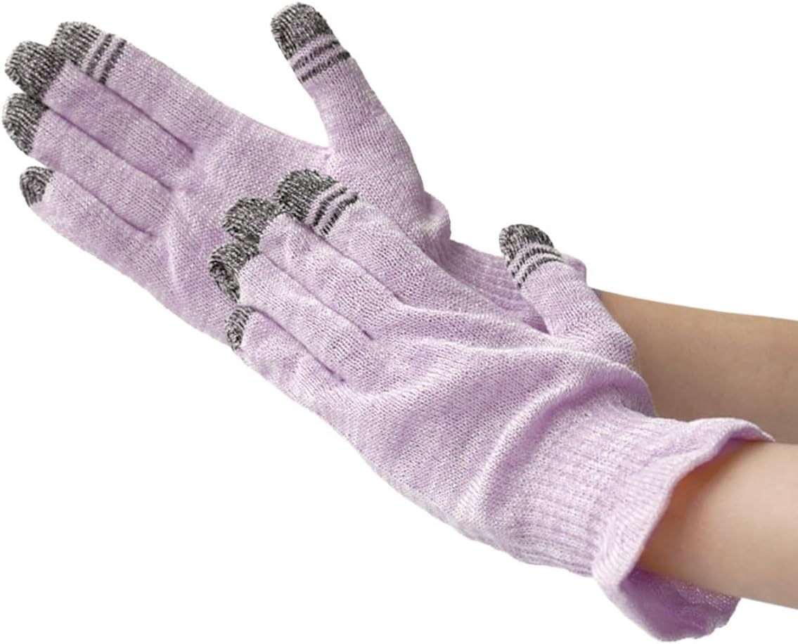 Kinuya 100% Silk Night Gloves with Touchscreen Fingertips, Moisturising Hand Care Gloves, Free size, Made in Japan