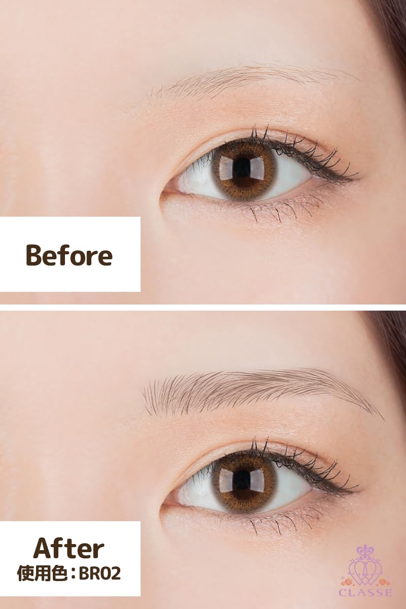 CLASSE Okigae-Mayu Waterproof Eyebrow Tattoo Stickers, Sharp Brow, Likable Brown BR02, 12 Pairs