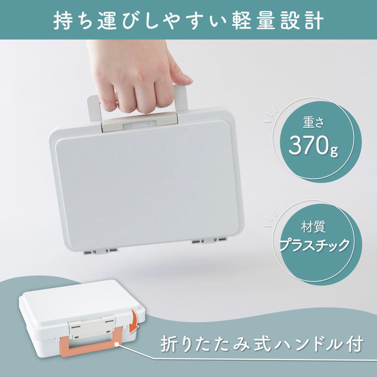 CARL Portable Cash Case CX-003, Plastic Coin and Banknote Box with Coin Tray and Mechanical Code Lock, Holds 50 of Each Coin and About 300 Notes, 201 x 150 x 73 mm and 370 g, White, Light Green or Pink, Made in Japan