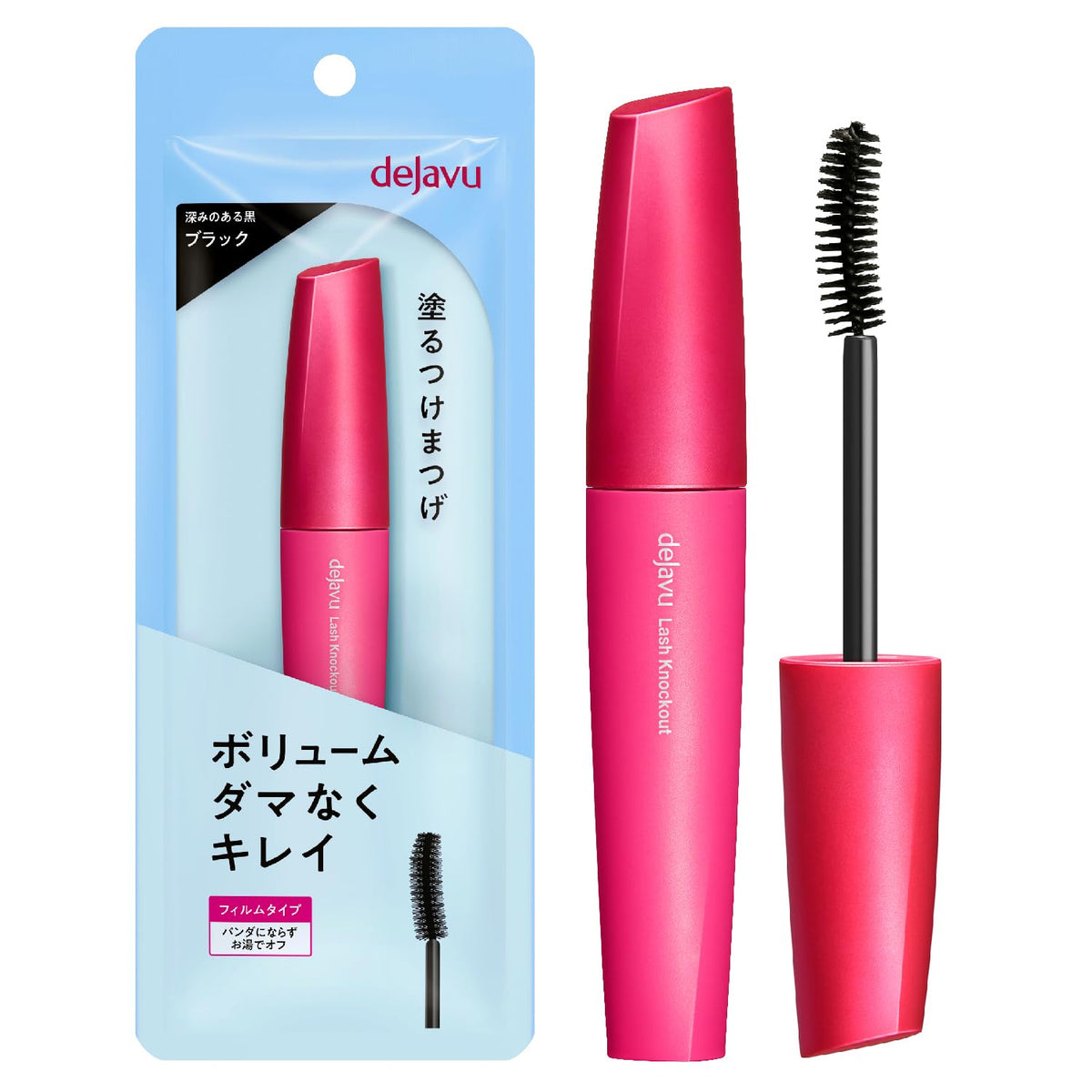 Dejavu Lash Knockout Extra Volume E 1 Black, Film-Type Volume Mascara, Washes Off with Warm Water