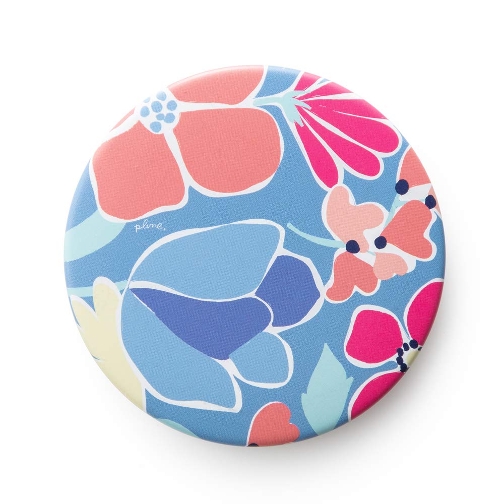 Horiuchi Mirror Plune Compact Hand Mirror, 75 mm Round Pocket Mirror with Patented Napure Colour-True Glass, Lead-Free, 33 g, Six Prints, Made in Japan