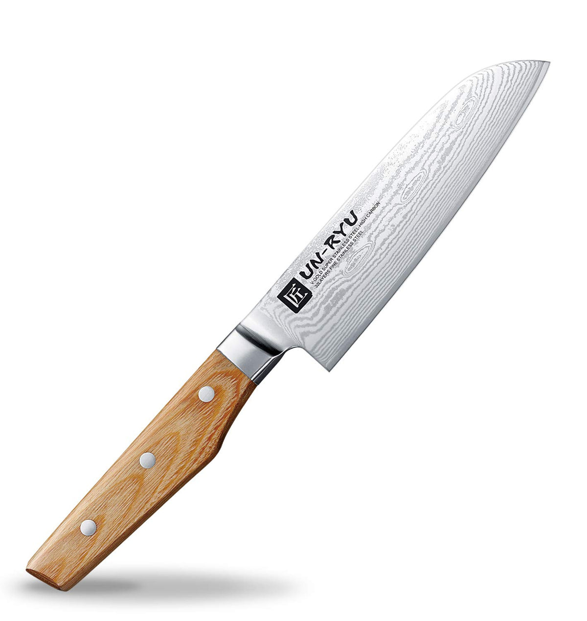 Shimomura Un-Ryu Middle Santoku Knife 150 mm, VG10 33-Layer Damascus (UNR-02)