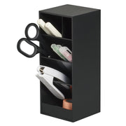 CARL Tool Stand TS-002 L, 7-Compartment ABS Desktop Pen Stand for Stationery and Cosmetics, Upright or Sideways, 87 x 85 x 210 mm and 410 g, Black or White