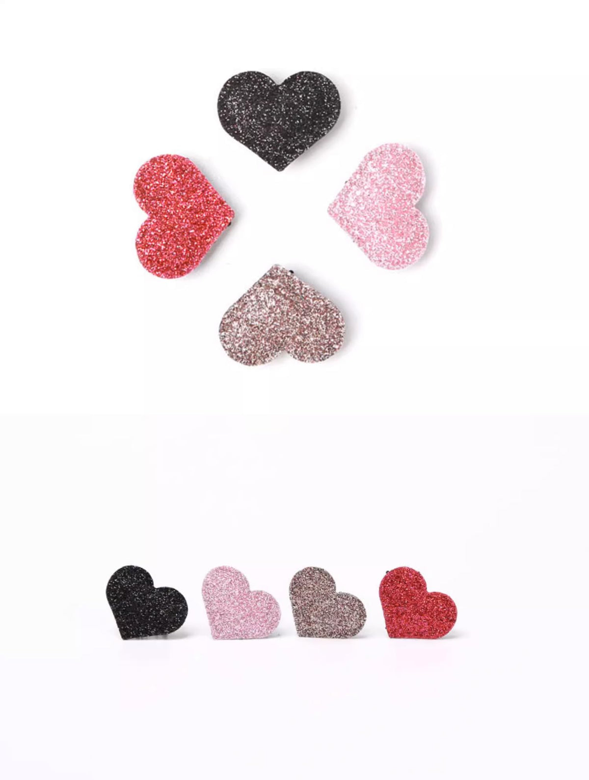 Glitter Plain-Color No-Crease Hair Clip for Bangs, Made in Japan, Ribbons, Cross, Hearts, Five-Point Shapes and Rectangles