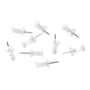 Amazon Basics Clear Push Pins, 200 Pins with Steel Points and 12 mm Plastic Heads in a Clear Tub, for Cork, Foam and Card Boards, 7 x 7 x 6 cm
