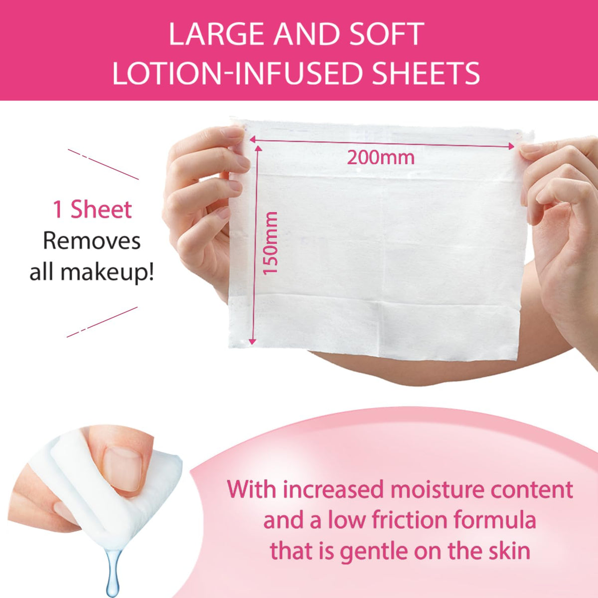 Bifesta Micellar Cleansing Sheets Serum Moist, 46 Large Sheets, 3-in-1 Makeup Remover, Cleanser and Toner with Niacinamide and Hyaluronic Acid