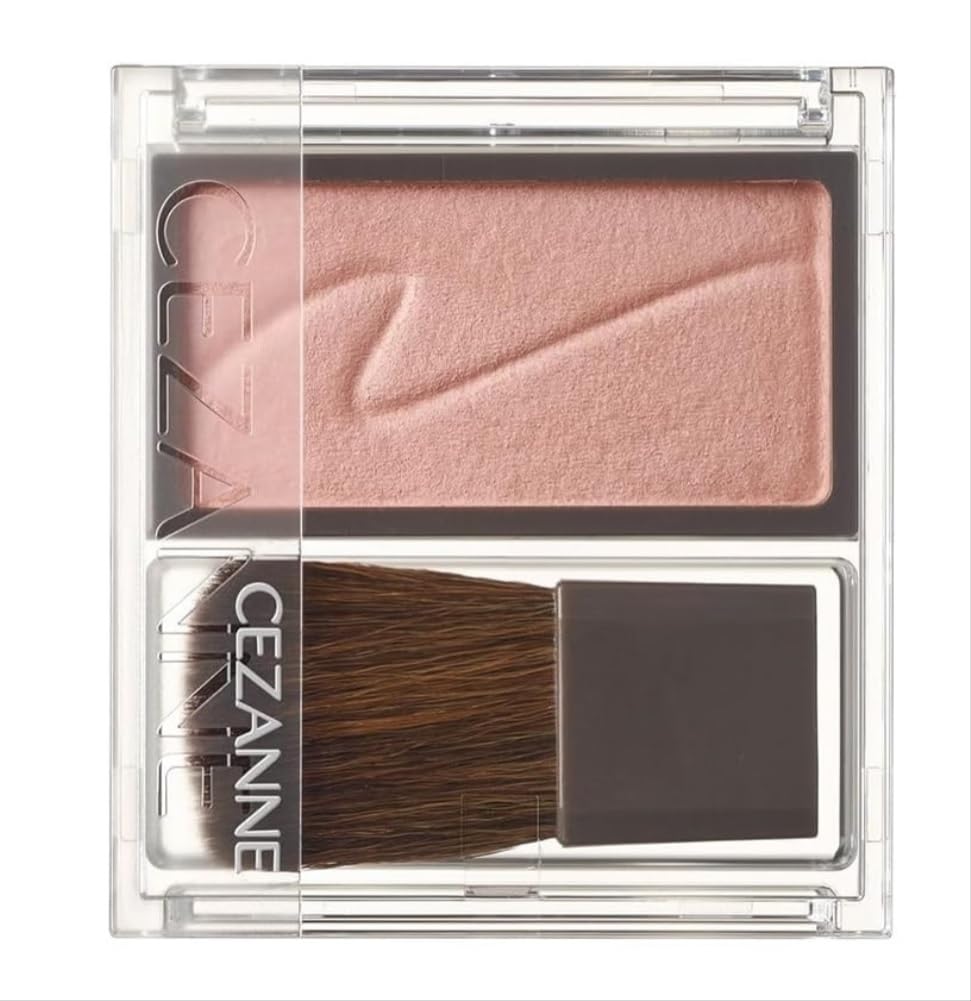 Cezanne Cheek Blush, Moist Powder Blush with Brush in Six Shades, Foggy Rose, Cinnamon Brown, Milk Mauve, Pure Pink, Maple Apricot or Flower Coral, Made in Japan