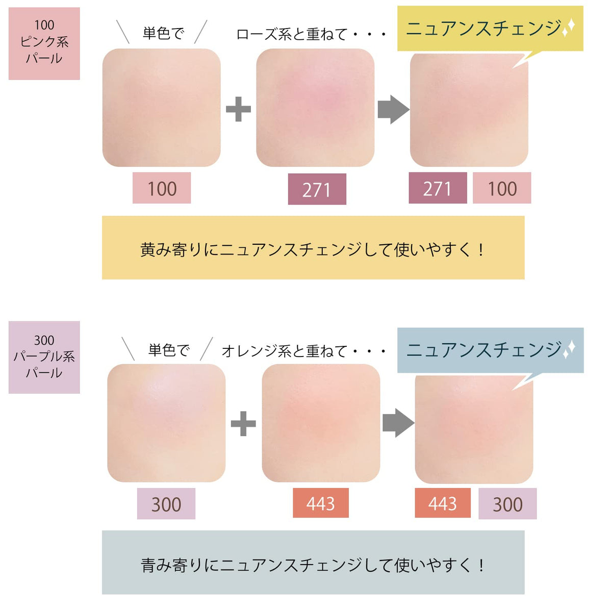 Chifure Powder Cheek Nuance Color, Pearl Powder Blush with Angled Brush, Fragrance-Free