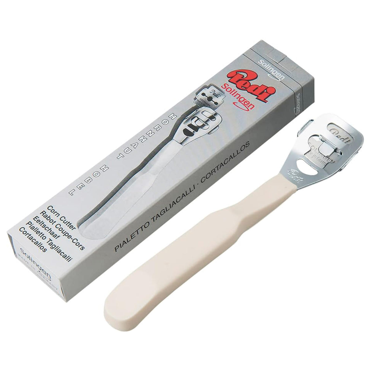 Matsuyoshi Solingen Pedi Callus and Corn Shaver, Stainless Steel Heel Smoother with 10 Replacement Blades Included, Made in Germany
