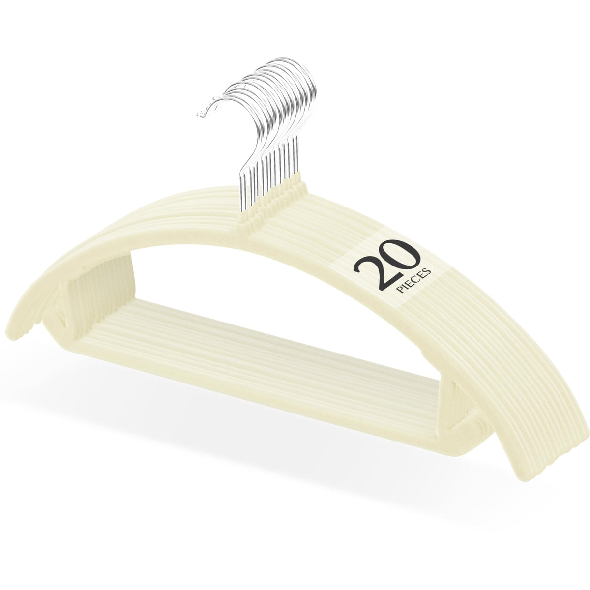 Titiroba Slim Non-Slip Clothes Hangers, 0.6 cm ABS Hangers with Fuzzy Surface and Rotating Hook, 44.5 x 20.5 cm, Ivory, Black, Grey, Beige or Salmon Pink, 20, 30 or 50 Pieces