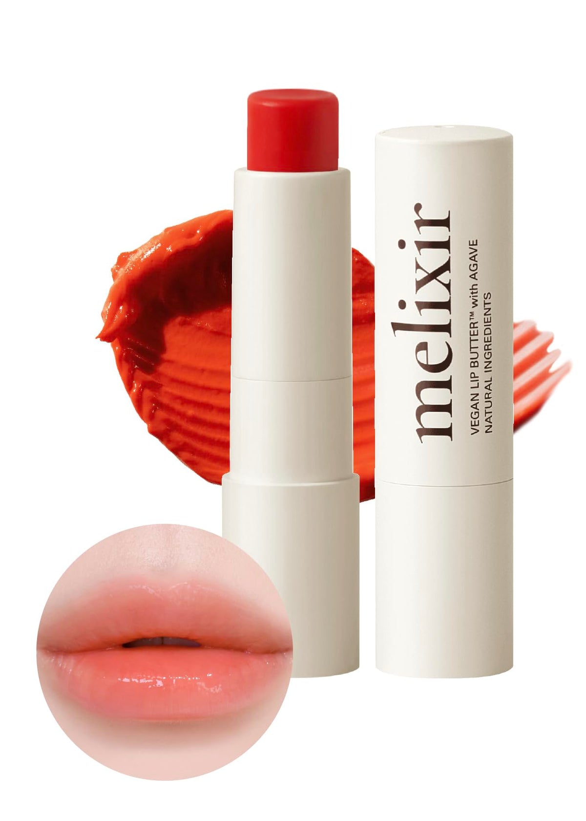 Vegan Lip Butter, Sheer Tinted Lip Balm with Agave, Shea Butter and Plant Oils for Dry Lips, 7 Shades