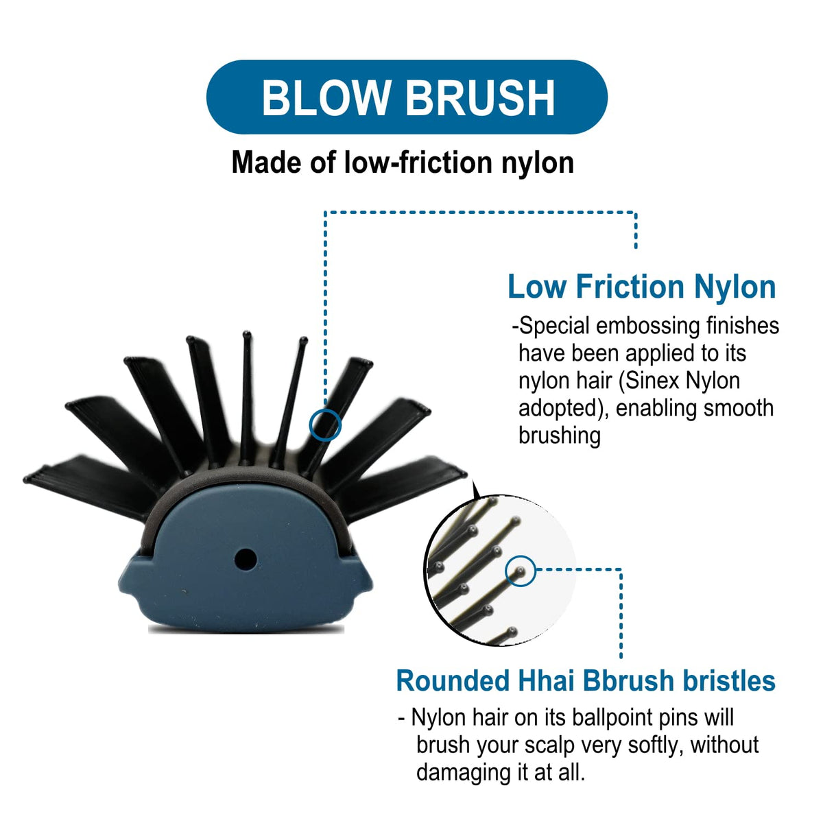 VESS Professional Blow Brush Pro-2000, Ceramic 9-Row Wide Type with Low-Friction Nylon Bristles, Made in Japan