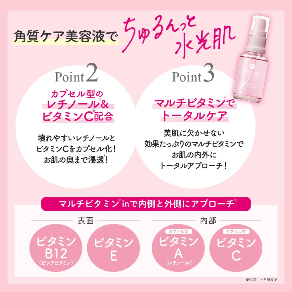 Meishoku Detclear Bright & Peel Multi Vitamin Peel Serum with 2% Mandelic Acid, Capsule Retinol and Vitamin C, Leave-On Peel Care Serum, 33 mL