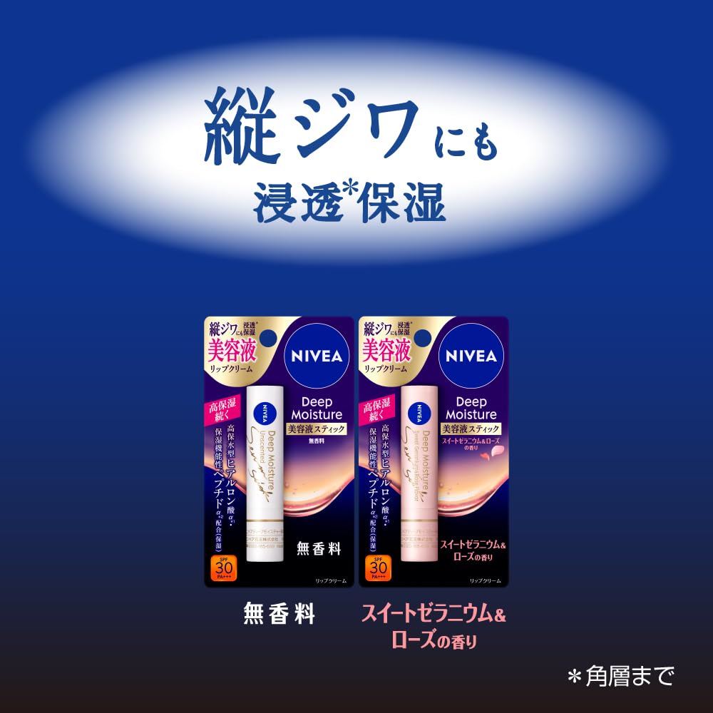 Nivea Deep Moisture Lip Serum Stick, Sweet Geranium and Rose Scent, SPF30 PA+++ Moisturising Lip Cream with Hyaluronic Acid and Peptide