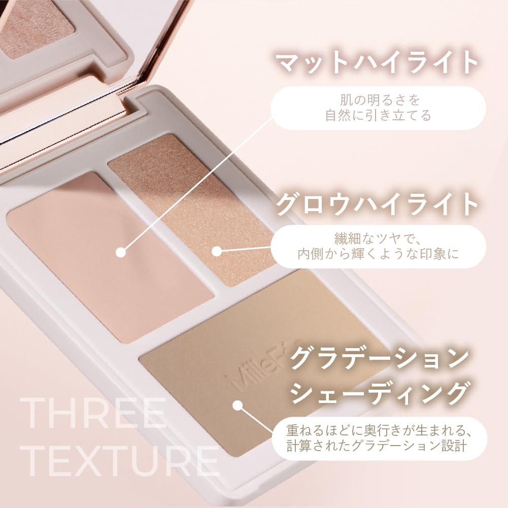 Perfect Contour Palette, Matte Highlight, Glow Highlight and Shading Face Palette with Mirror, 4 Shades
