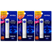 Nivea Deep Moisture Lip Balm, Medicated Fragrance-Free Lip Care with SPF and Five Moisturising Ingredients, 2.2 g x 3