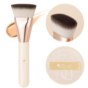 DUcare Flat Foundation Brush and Cushion Make-Up Puff Set DS012, Thumb-Shaped Brush with Soft Fibre Bristles and 65 mm Puff