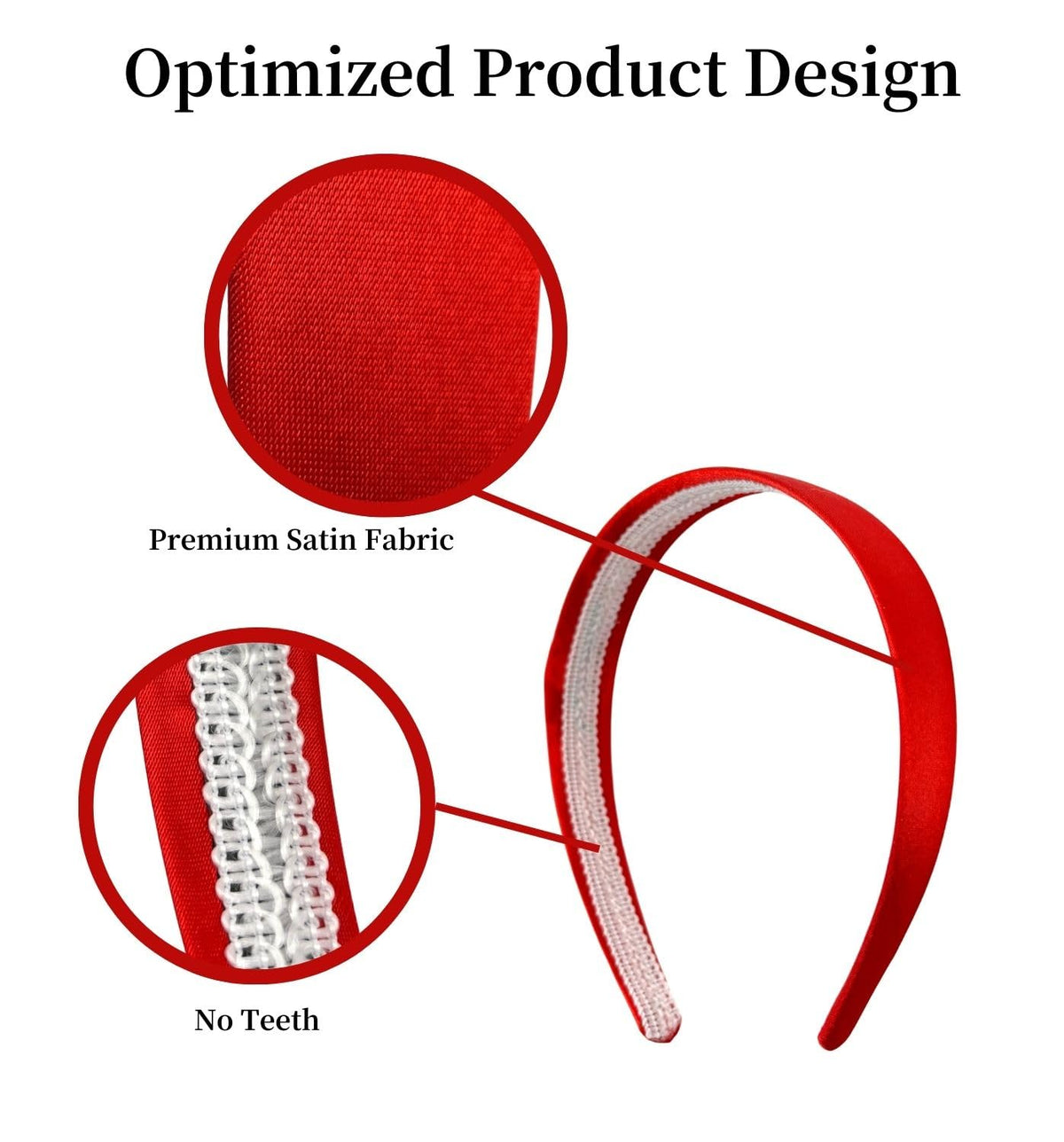 Satin Hard Headband for Women and Girls, 2.5 cm Wide Slim Hair Band with a No-Teeth Grip Lining, One Size, Fourteen Colors