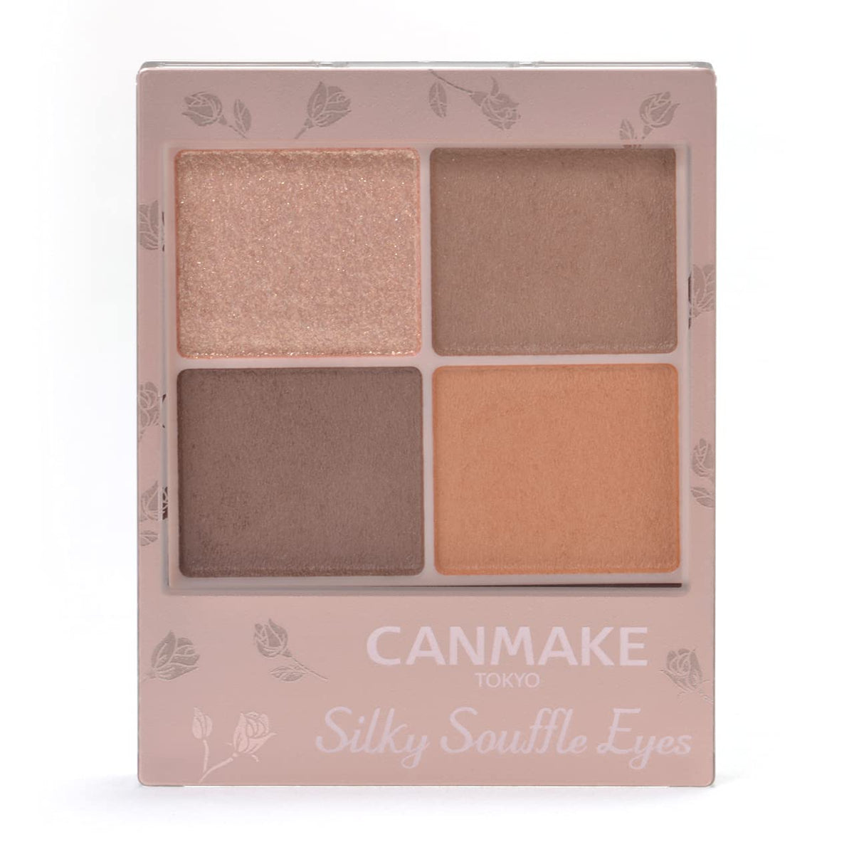Canmake Silky Souffle Eyes Matte Type, Sheer Matte Four-Colour Eyeshadow Palette with Fine Glitter and Beauty-Serum Ingredients, 3.8 g
