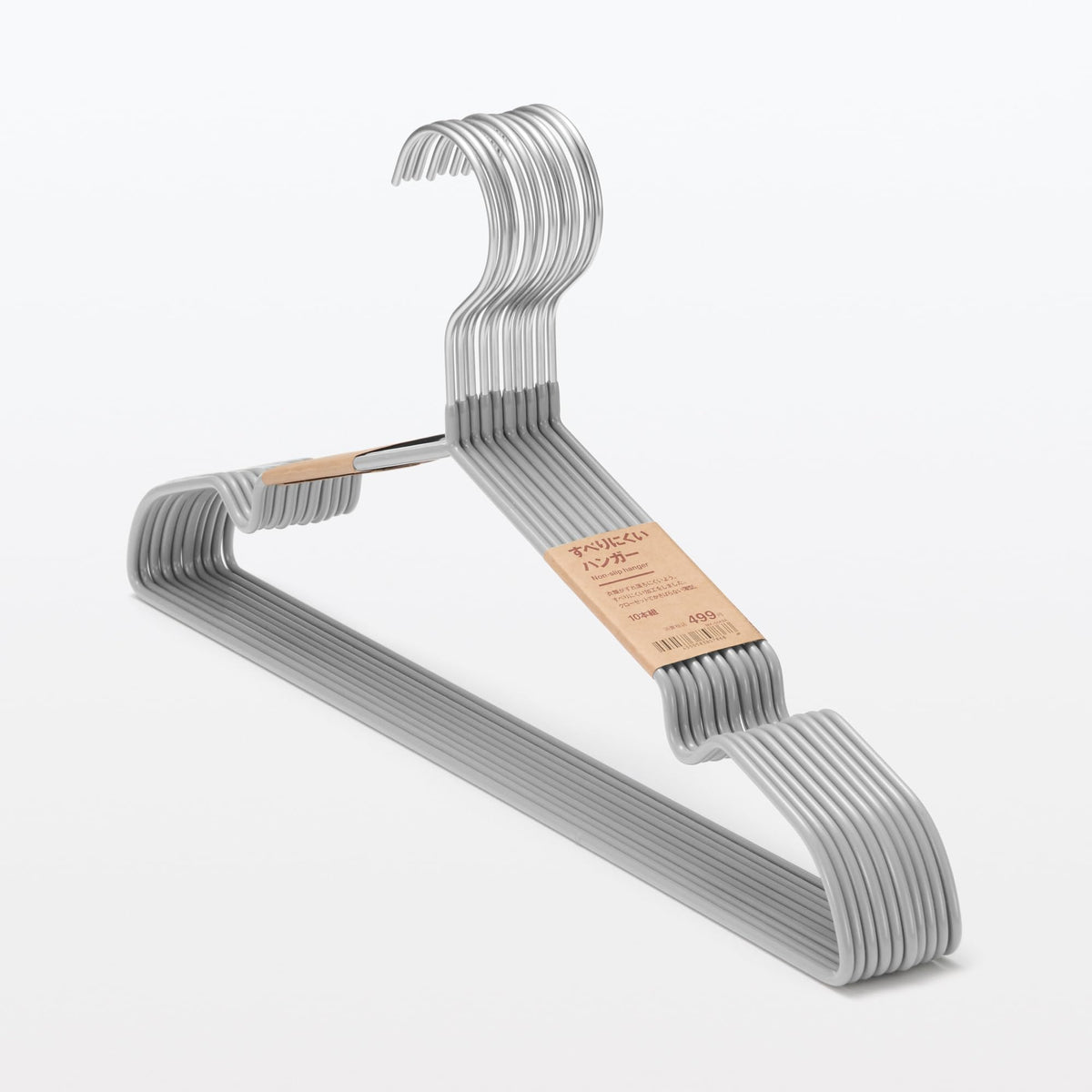 MUJI Non-Slip Hangers, Steel with Vinyl Coating, About 41 cm Wide, Set of 10 or 20, 600 g per Ten Including Packing