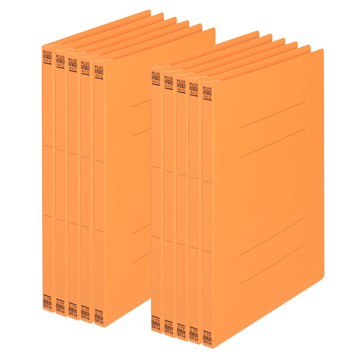 PLUS Flat File A4-S No.021N, Non-Stitch Paper File with Plastic Fastener for 180 Sheets, 307 x 230 x 18 mm, 2-Hole 80 mm Pitch, Pack of 10 in Royal Blue, Blue, Yellow, Pink, Orange, Green, Violet, Ivory or Grey