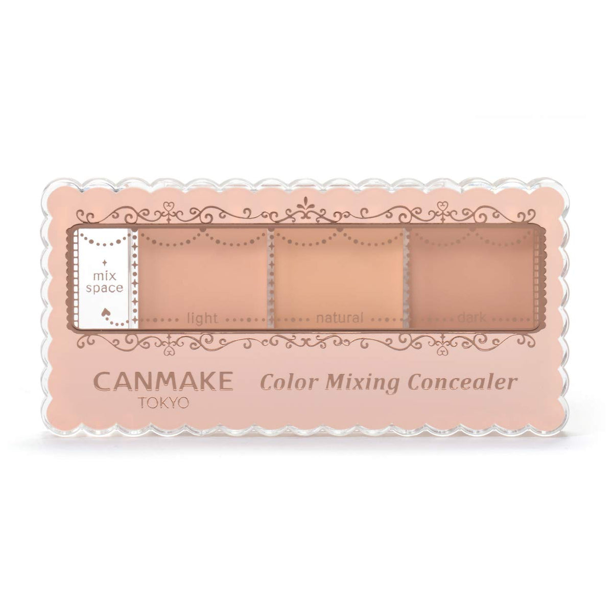 Canmake Color Mixing Concealer SPF50+ PA++++, Three-Colour Palette Concealer with Mix Space, Mirror, Tip and Brush, 3.9 g