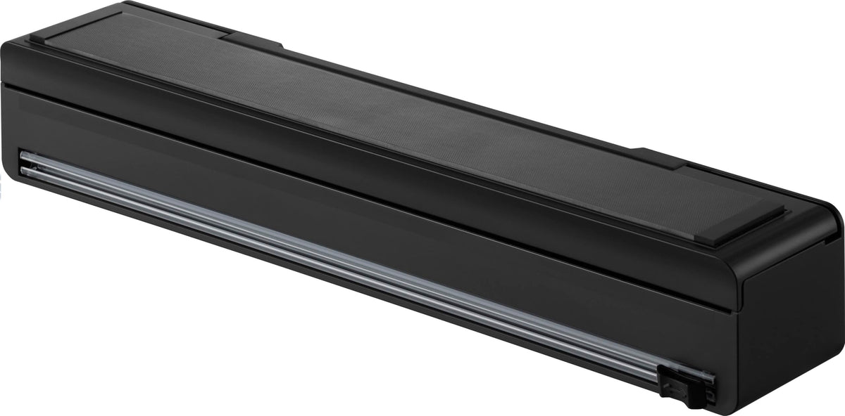 Yamazaki Tower Magnet Wrap Case with Slide Cutter, Holds Wrap or Foil Up to 31 cm Wide, 35.2 x 5.9 x 7 cm and 435 g, Black or White
