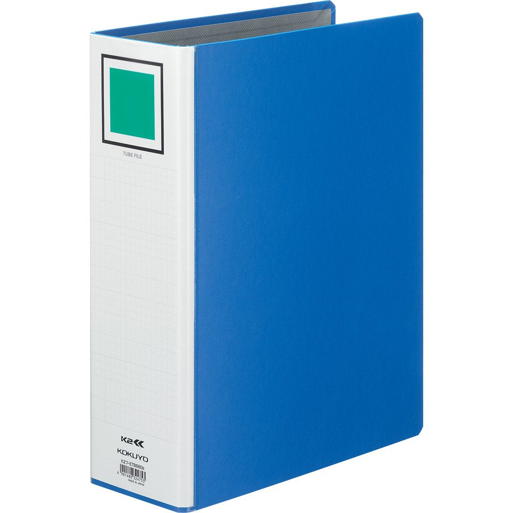 Kokuyo K2 Tube File, Both-Side Opening A4 Portrait 2-Hole File for 300, 500 or 800 Sheets, 30, 50 or 80 mm Spine, with Five Divider Cards, Blue or Silver