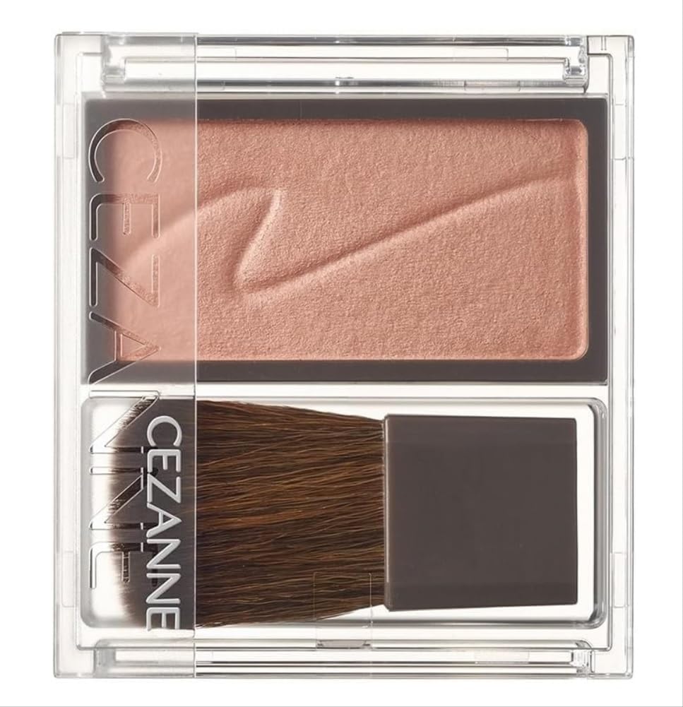 Cezanne Cheek Blush, Moist Powder Blush with Brush in Six Shades, Foggy Rose, Cinnamon Brown, Milk Mauve, Pure Pink, Maple Apricot or Flower Coral, Made in Japan