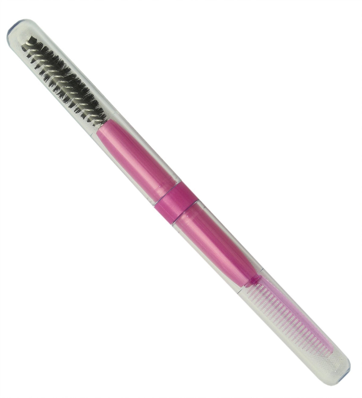 Shishida Seishindo Screw Brush and Comb MP-323, Pink 2-in-1 Mascara Brush and Lash Comb with Cap, Made in Japan