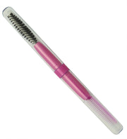 Shishida Seishindo Screw Brush and Comb MP-323, Pink 2-in-1 Mascara Brush and Lash Comb with Cap, Made in Japan