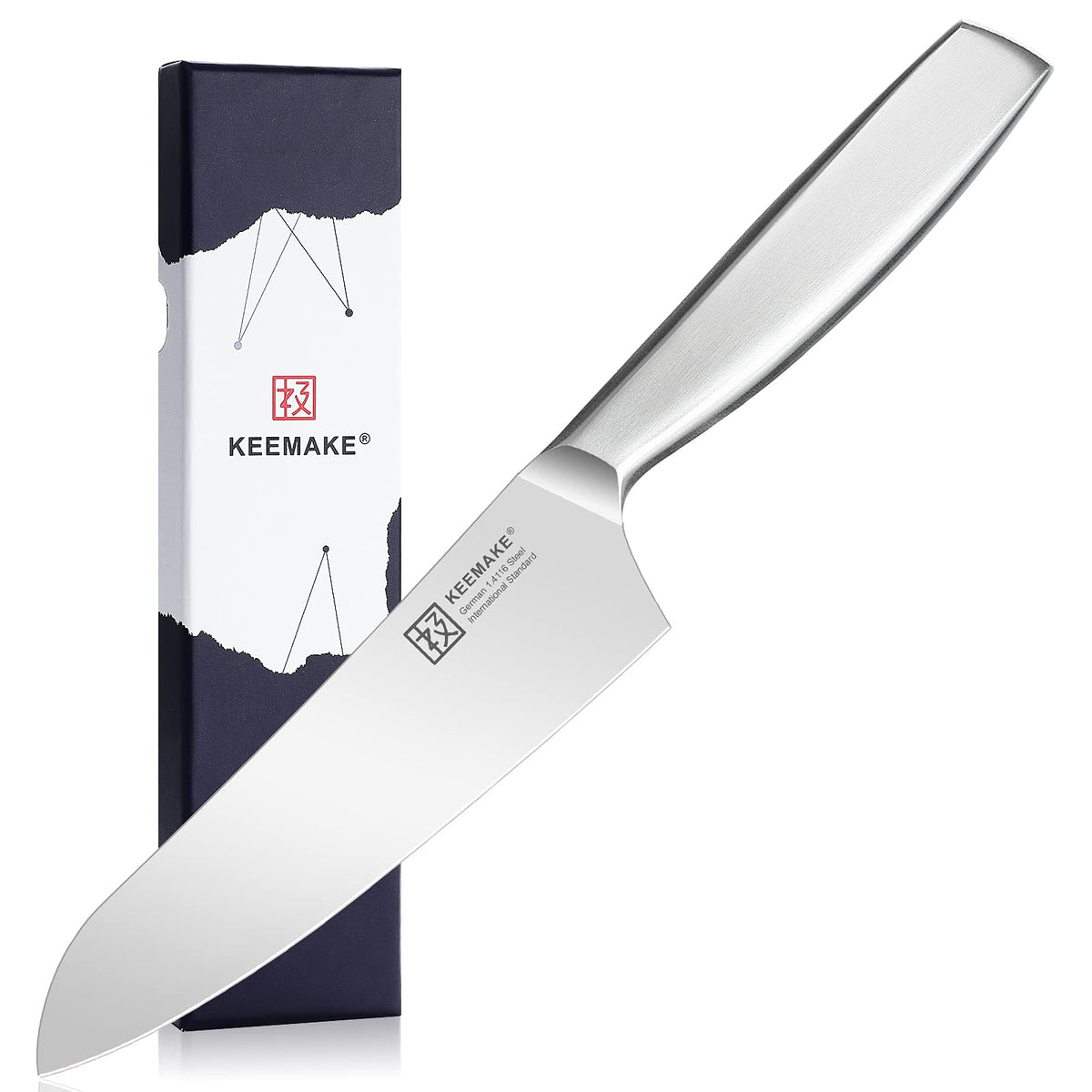 KEEMAKE All-Stainless Hollow-Handle Santoku Knife — 160 mm, 203 mm Or 4-Pack