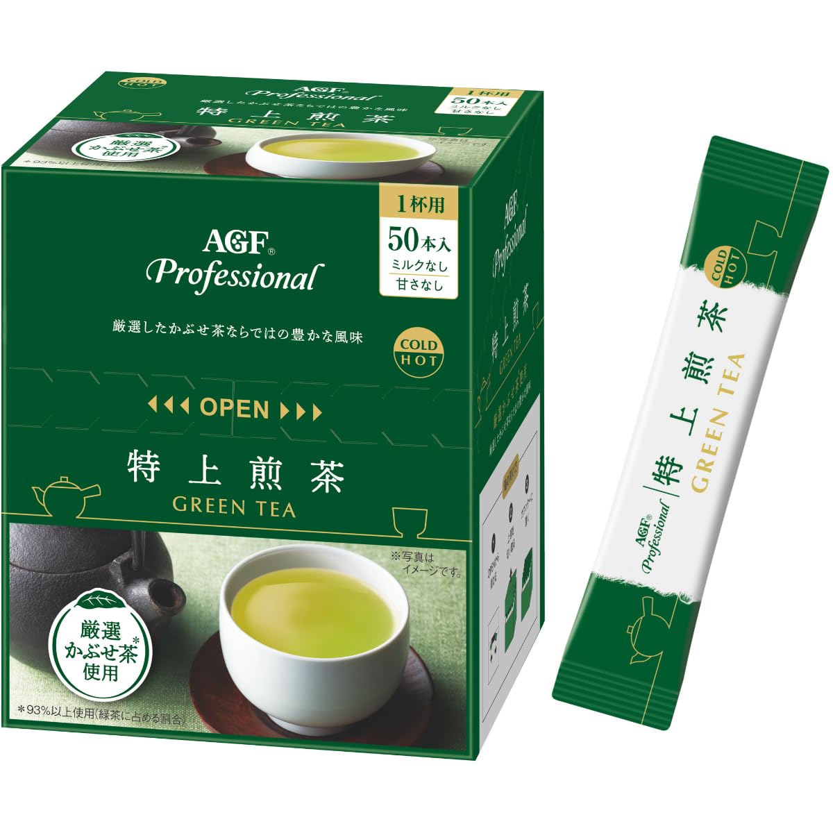 AGF Professional Single-Cup Tea Sticks, Special Sencha 50 Sticks Or Rich Matcha Latte 30 Sticks, Hot Or Cold
