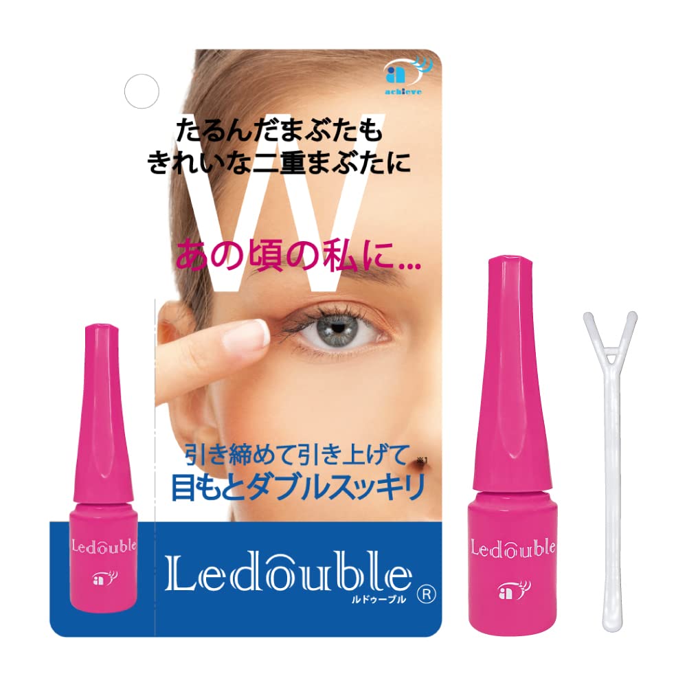 Adult Eyelid Fold Liquid, Water-Resistant Film-Shrinking Double-Eyelid Solution with Collagen and Fine Brush, 2 mL, 2 mL x 2 Set
