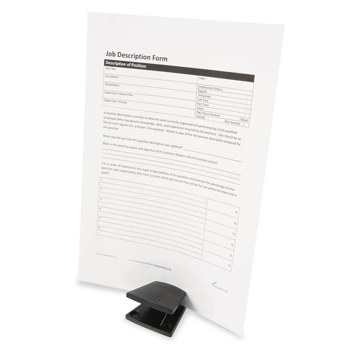 CARL Clip Paper Stand PS-20, Holds Up to 10 A4 Sheets Upright, 115 x 95 x 49 mm, 40 g, with Non-Slip Rubber Feet in Black, Orange, Green, Brown or White