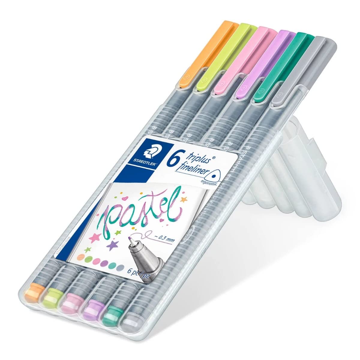 STAEDTLER Triplus Fineliner 334 Water-Based Pens, 0.3 mm Triangular Grip, Dry-Safe Ink, Sets of 4 x 2, 6 Pastel, 10 or 60 Colours, Made in Germany