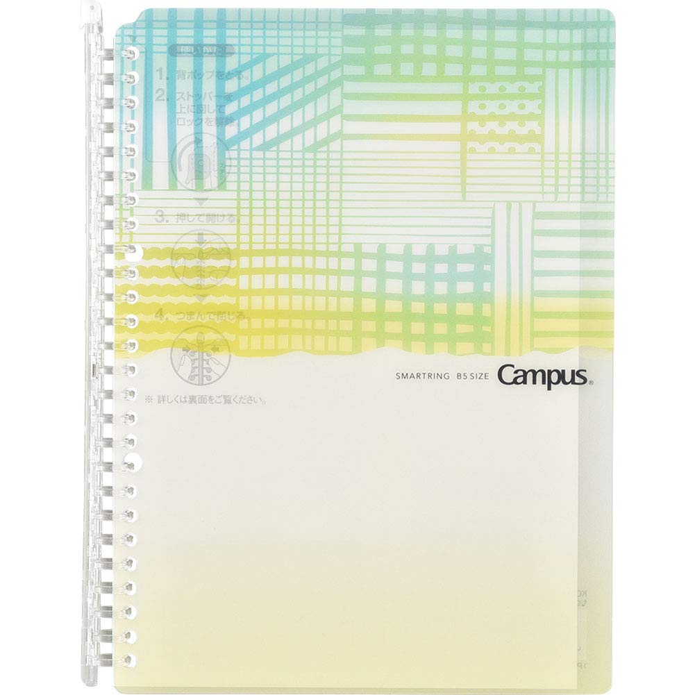 KOKUYO Campus Smart Ring Loose-Leaf Binder 60, Slim Fold-Back Cover B5 26-Hole for Up to 60 Sheets, 270 x 208 x 17 mm, Clear, Pink, Blue, Mint, Taupe, Pastel Patterns