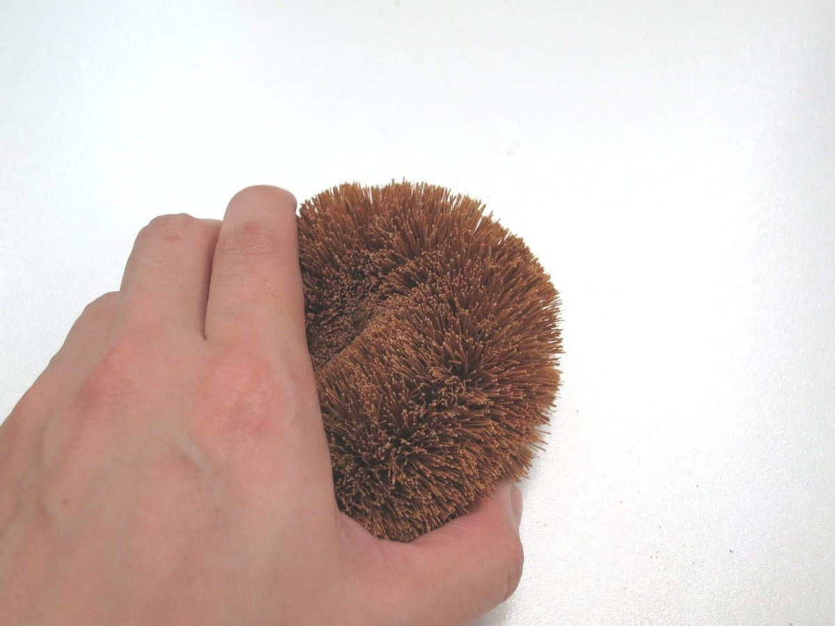 Ohe Clean Keeping Coir Palm Scrubber, Natural Plant Fibre Scrubbing Brush for Vegetables and Pots, 11 x 9 x 5 cm, Pack of 2, 2 Packs or 5 Packs