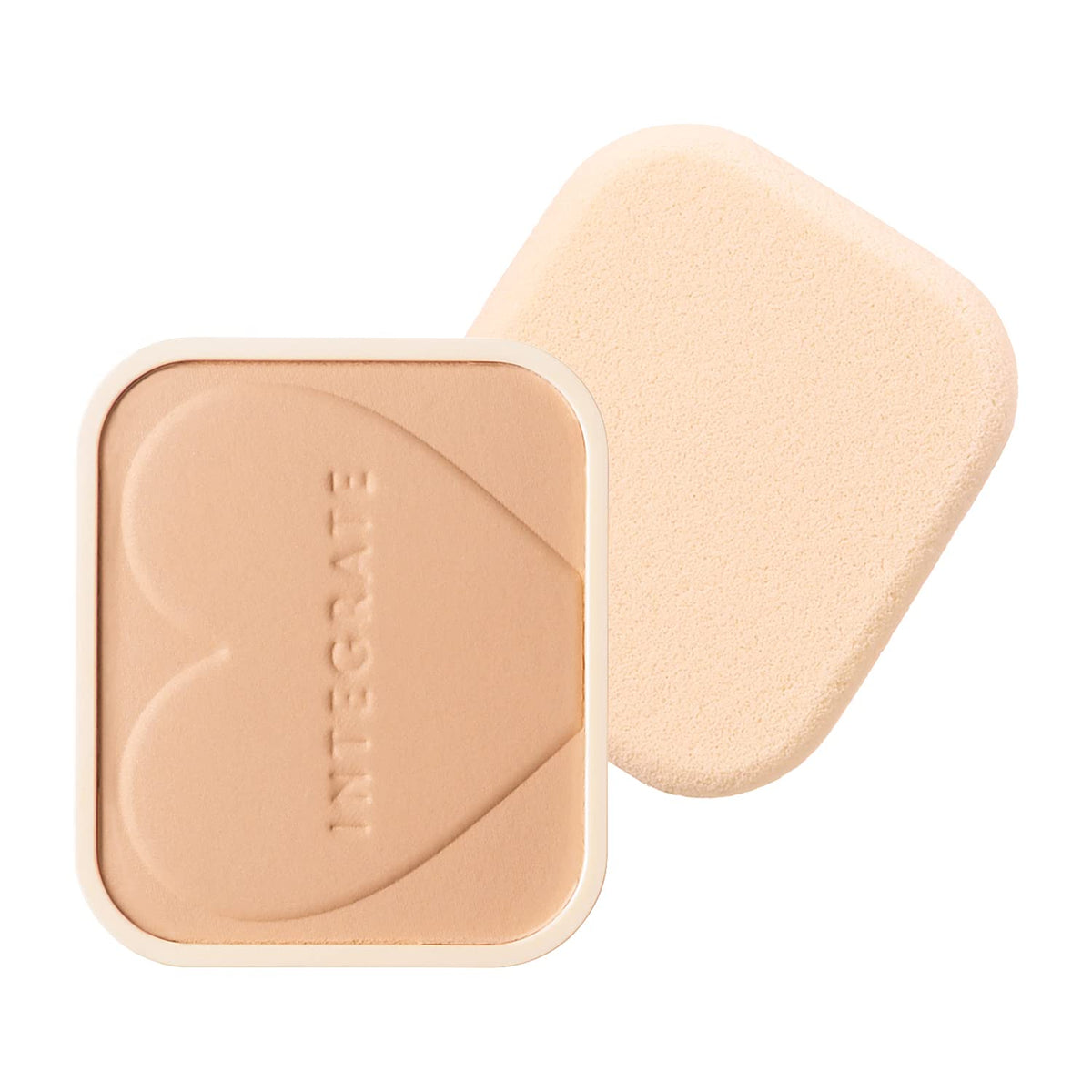Integrate Pro Finish Powder Foundation Refill, Ochre 10 Slightly Light Skin Tone, SPF16 PA++, Fragrance-Free, with Sponge