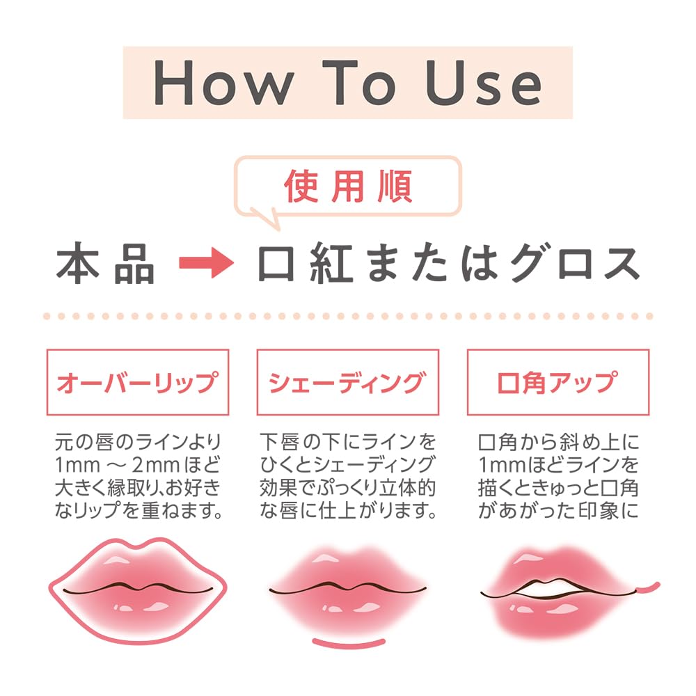 Cezanne Shade Lip Maker 02 Cool Pink, Wind-Up Lip Liner with a 3 mm Slim Lead for Over-Lining and Shading, Water, Sweat and Sebum Resistant, 0.25 g