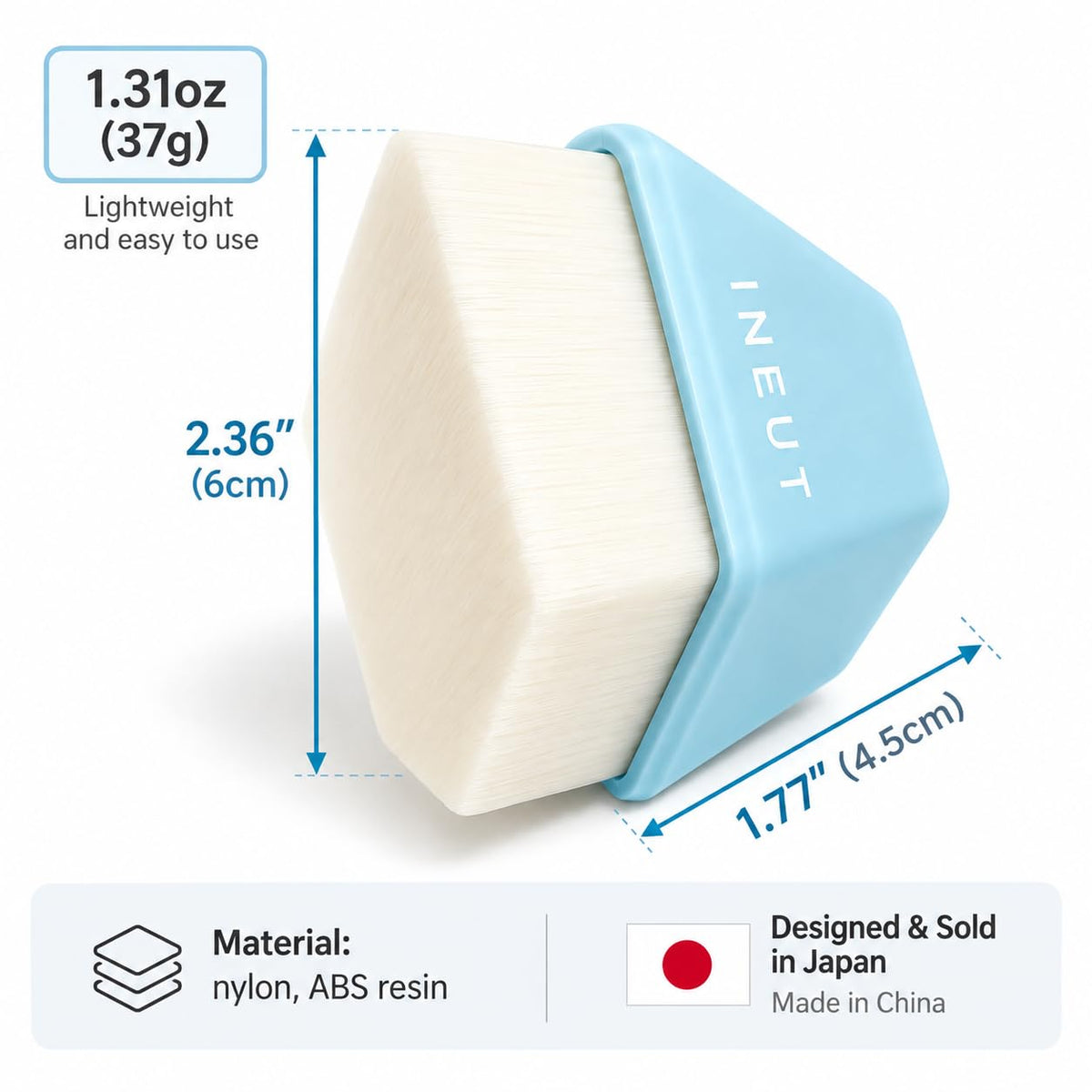 Facial Pore Cleansing Brush, Diamond-Shaped Face Wash Brush or Two-Way Nose Pore Brush with Comedone Loop, Designed in Japan, Made in China