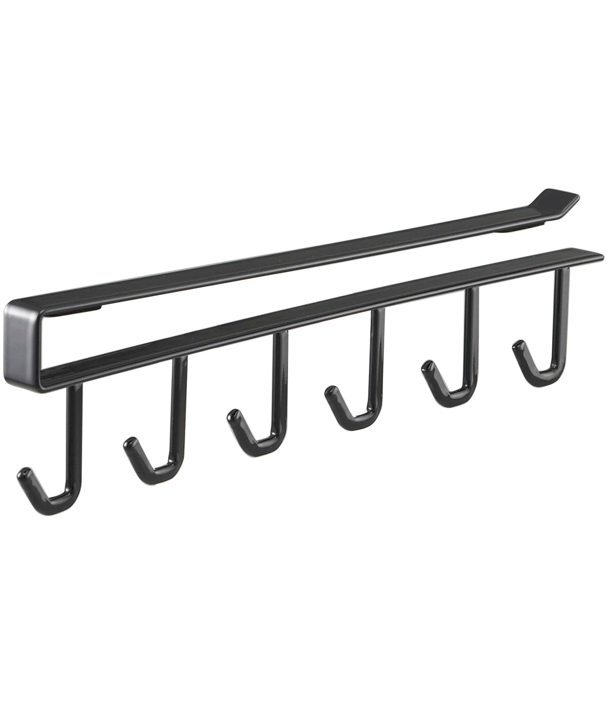 Yamazaki Tower Under-Shelf Kitchen Tool Hook, Six-Hook Steel Rail for Hanging Cabinets, 1.5 x 26 x 6.5 cm and 180 g, Holds 500 g, White or Black