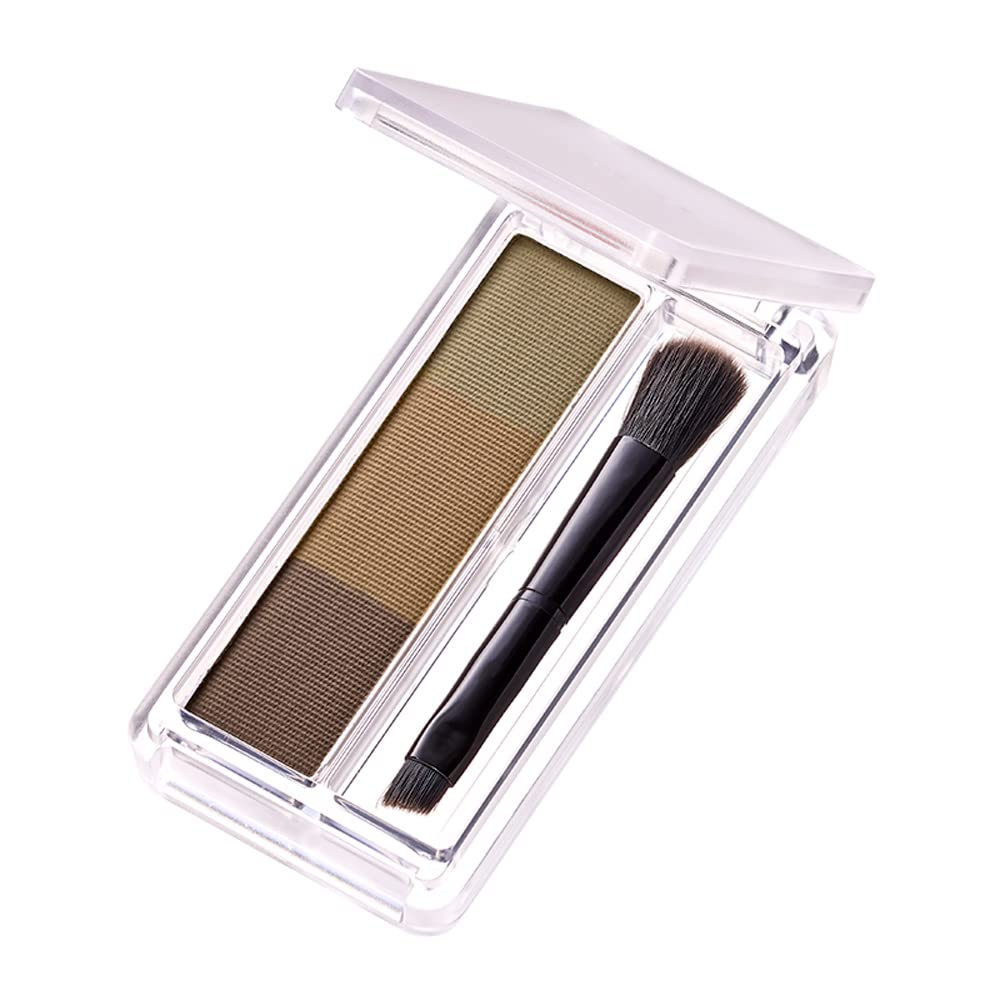 Chifure Eyebrow Powder, 3-Color Palette with Double-Ended Brush, Fragrance-Free Natural Brow Powder, 2.7 g